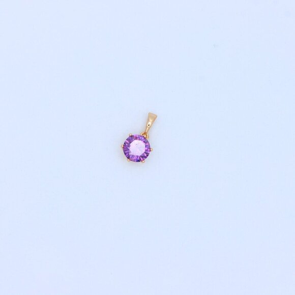 "Radiant Purple Round Pendant with Gold Plating for Elegant Style, XPPT1672 - Picture 10 of 13
